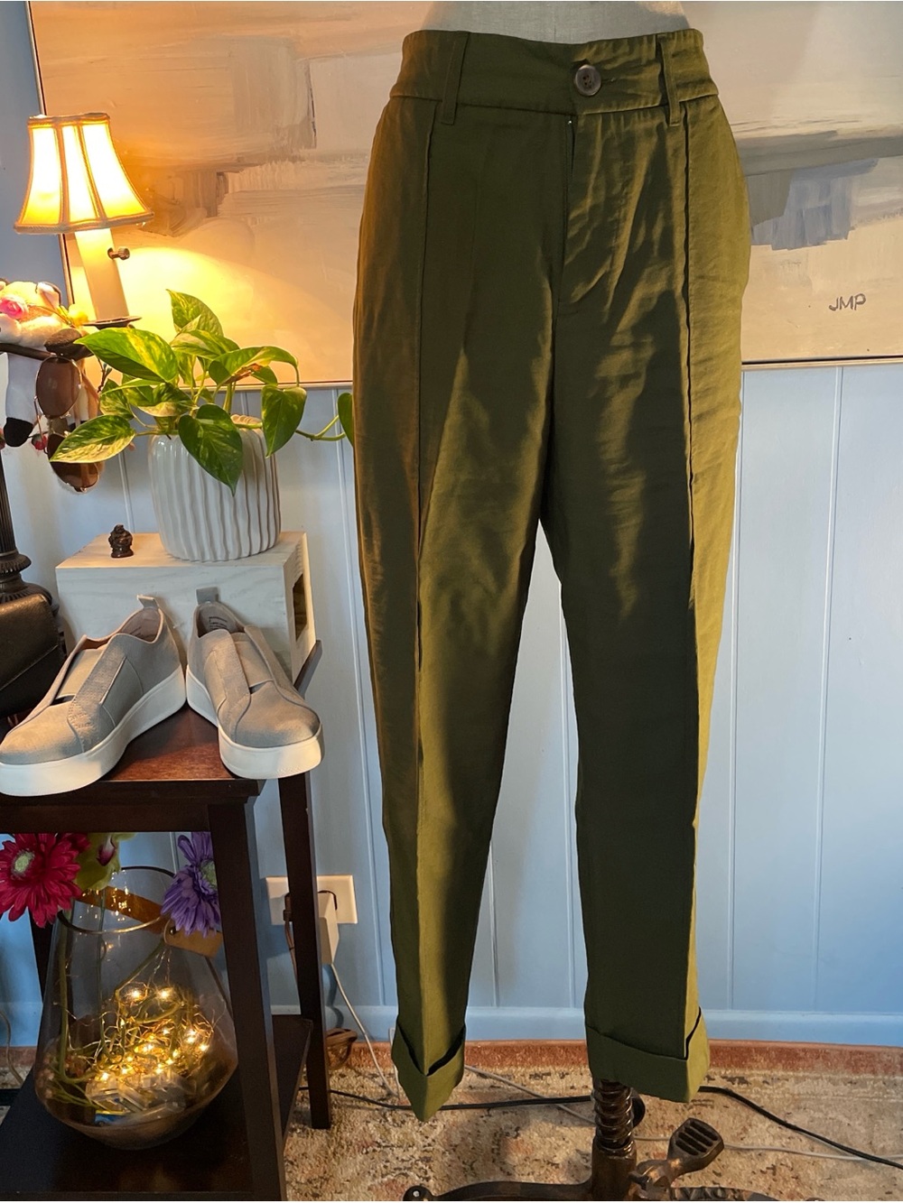 a new day Olive Pleated Tapered Chinos